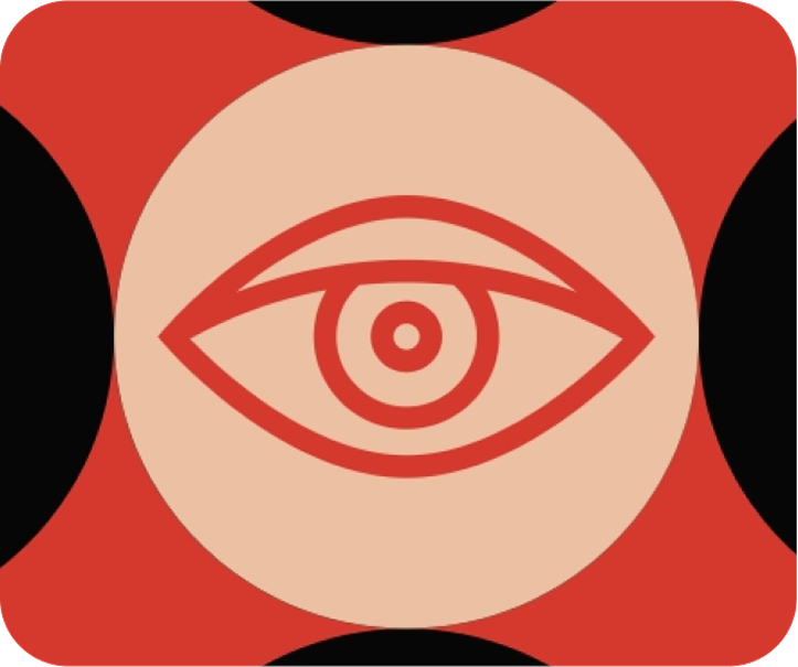 Detalle del ícono de ojo abierto sobre un círculo beige, elemento gráfico del informe.