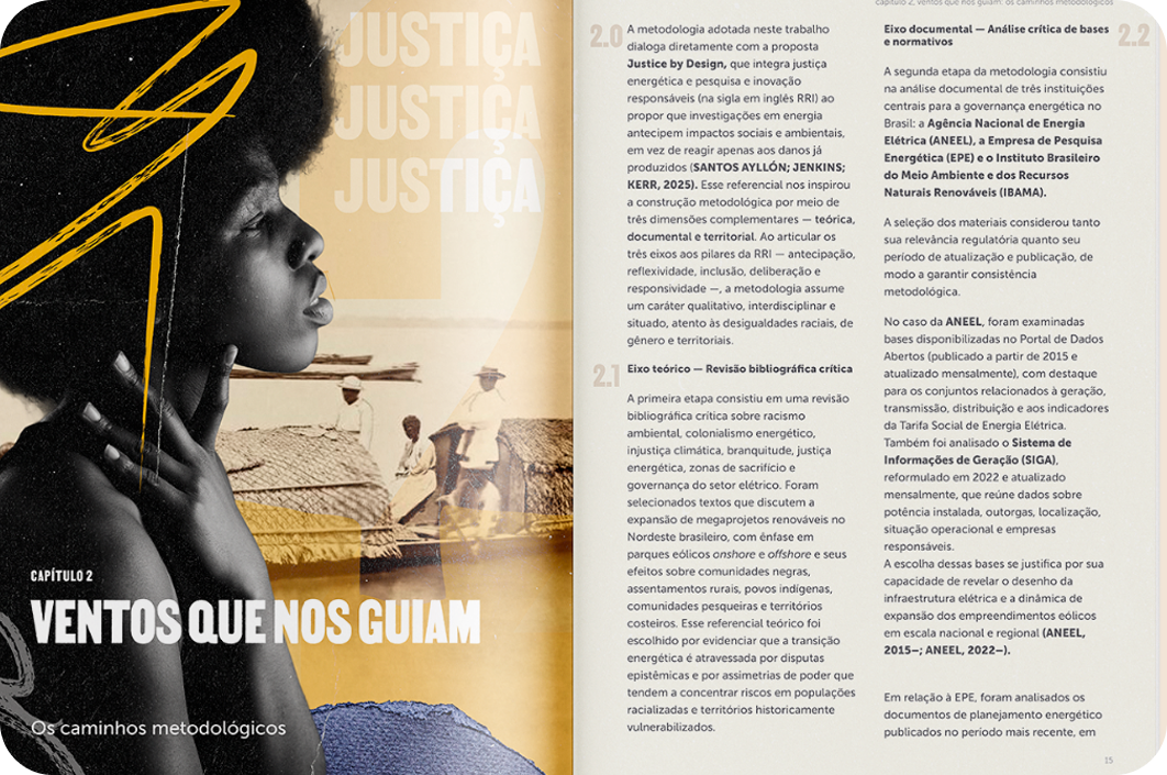Detalle del diseño de la guía de energía de Observatório da Branquitude.