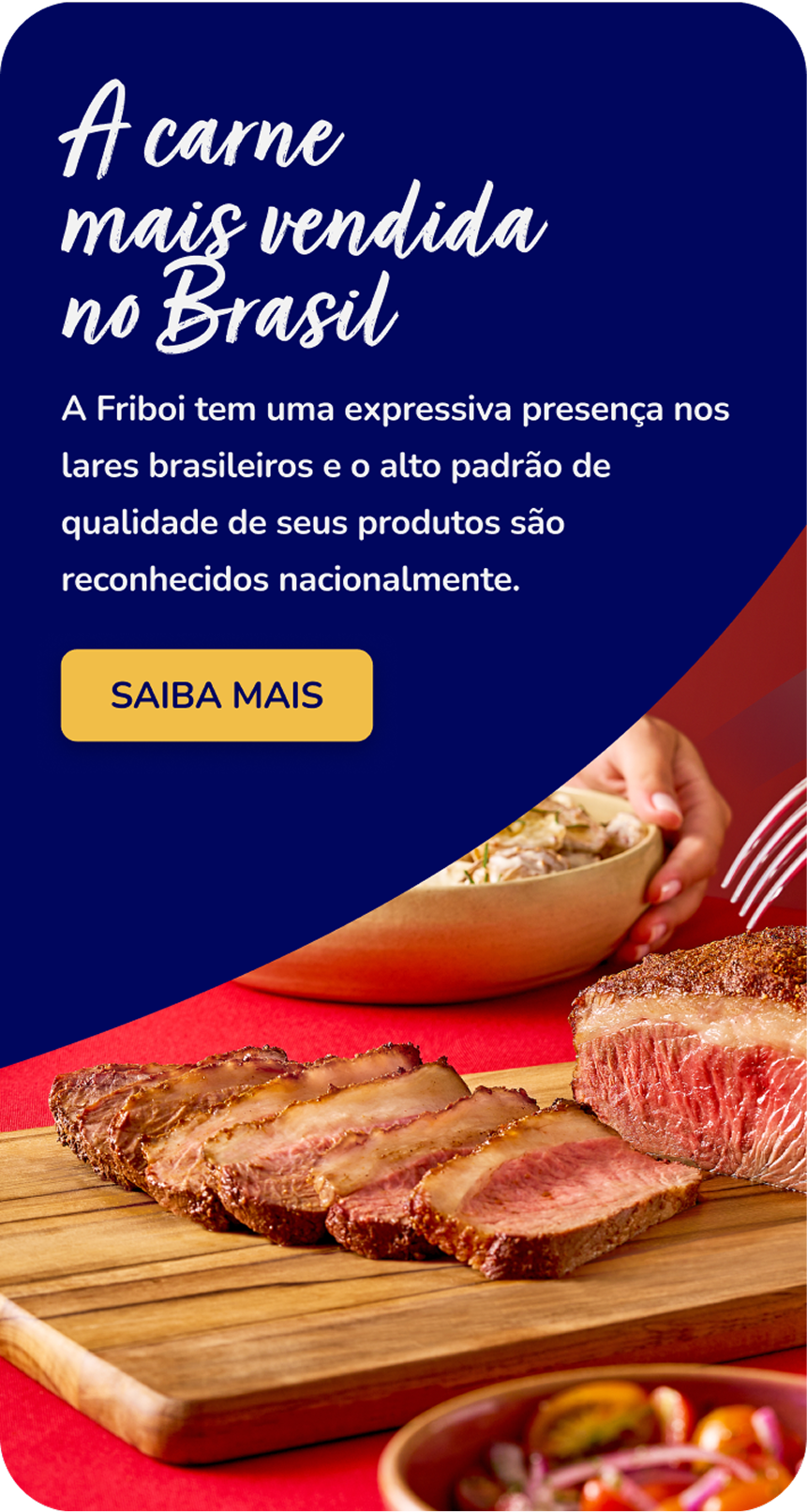Página de inicio del sitio de Friboi con el banner de la campaña 'Churrasco com Maturatta'.