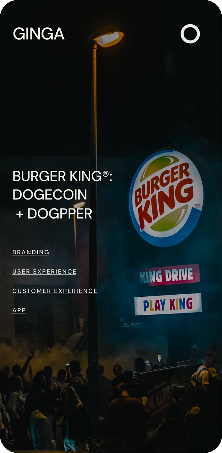 Página de caso en el sitio de Ginga sobre la campaña 'Dogecoin + Dogpper' de Burger King.