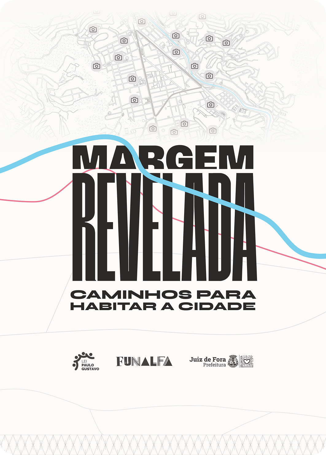Detalle de la identidad visual de la exposición Margem Revelada.